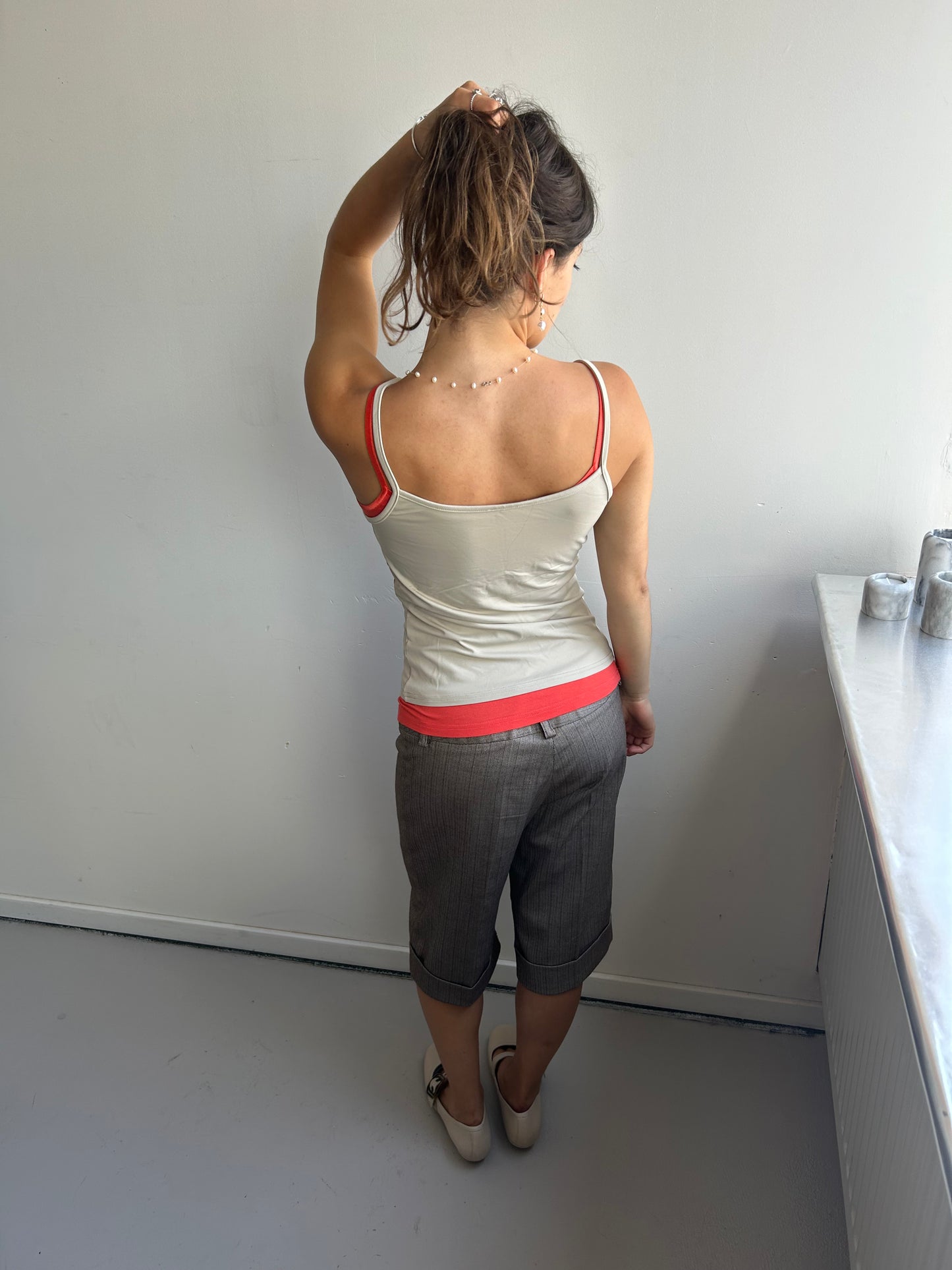 Beige Basic Stretch Top