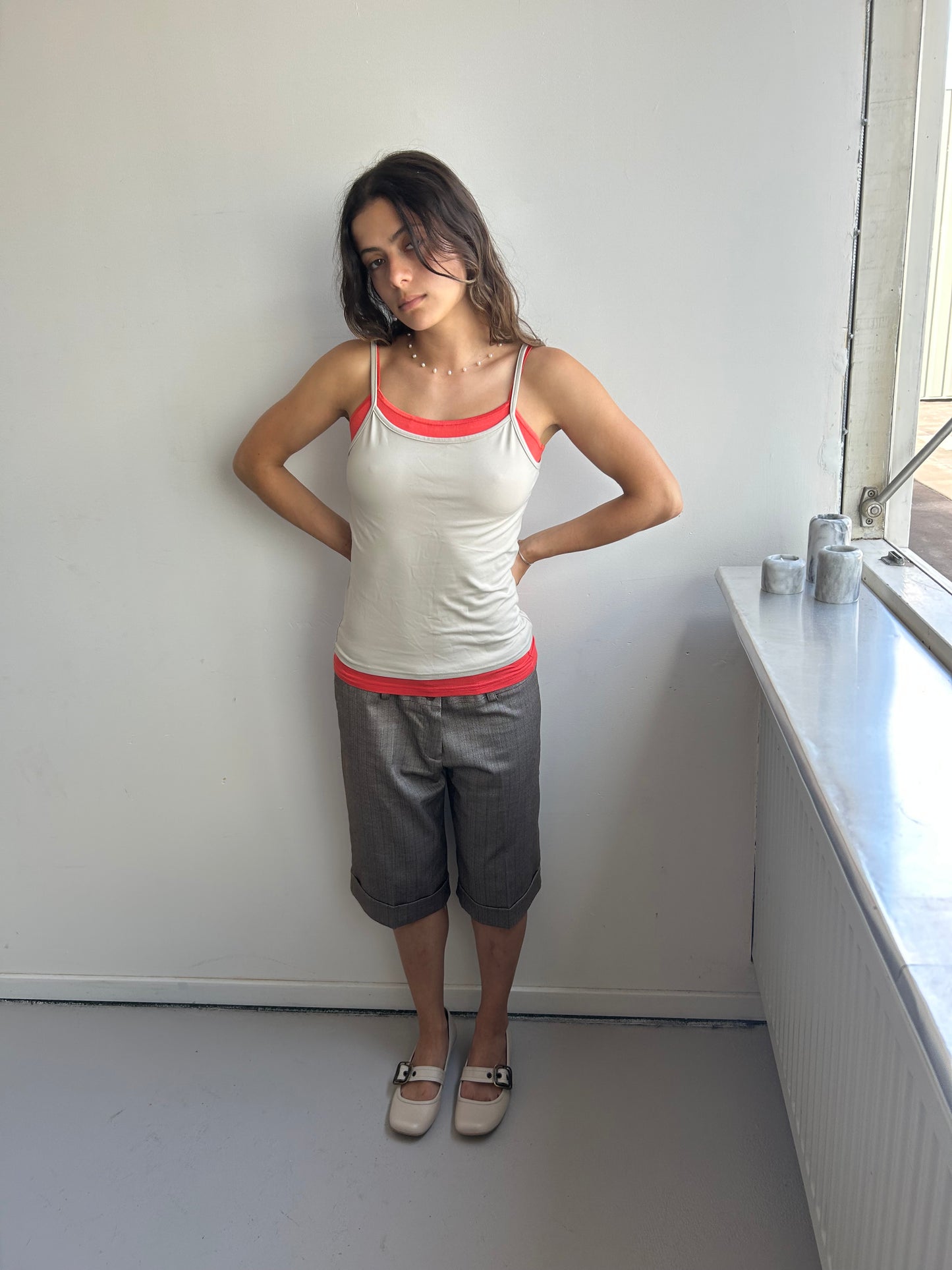 Beige Basic Stretch Top