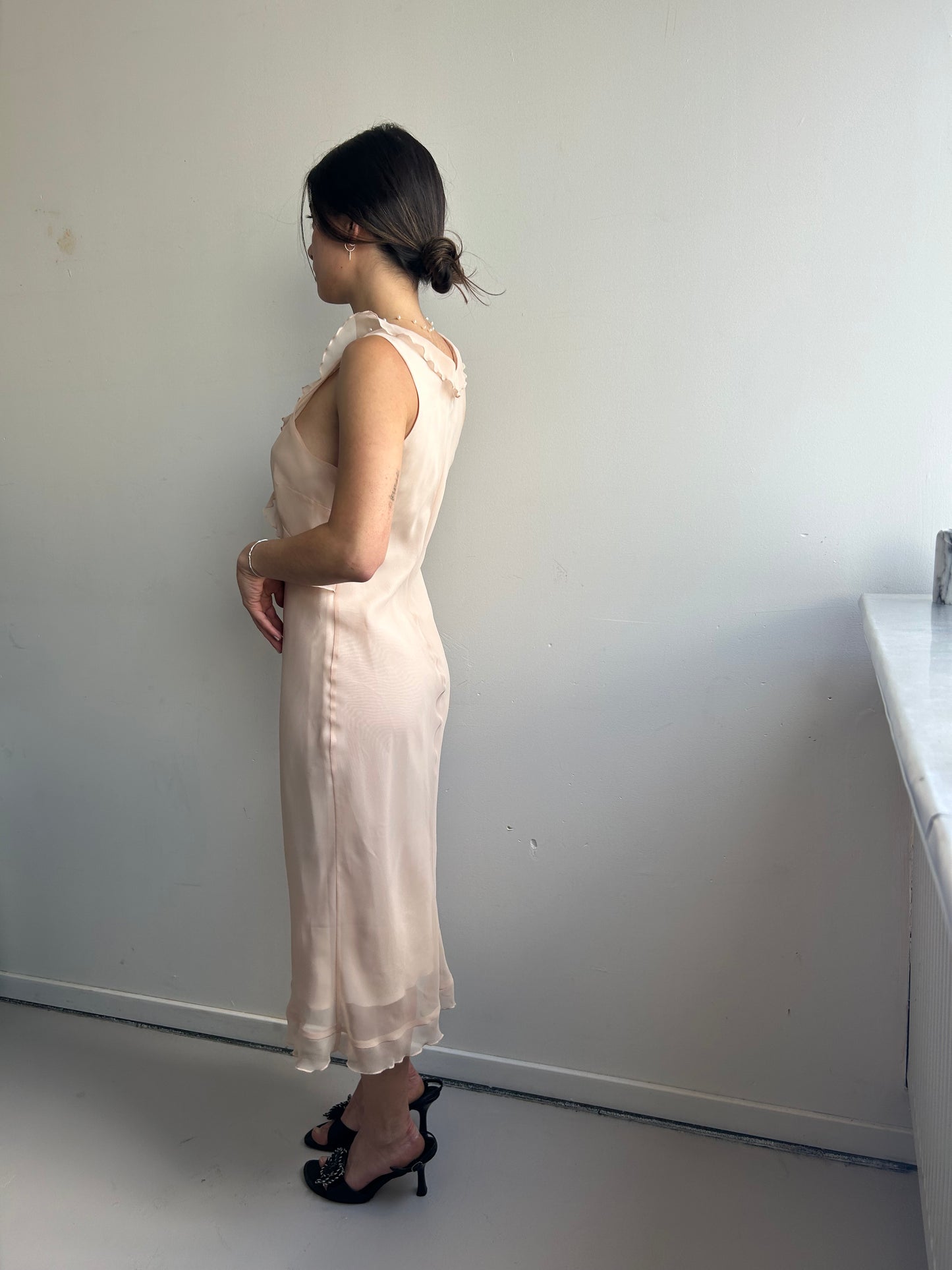 Rosé Ruffle Dress