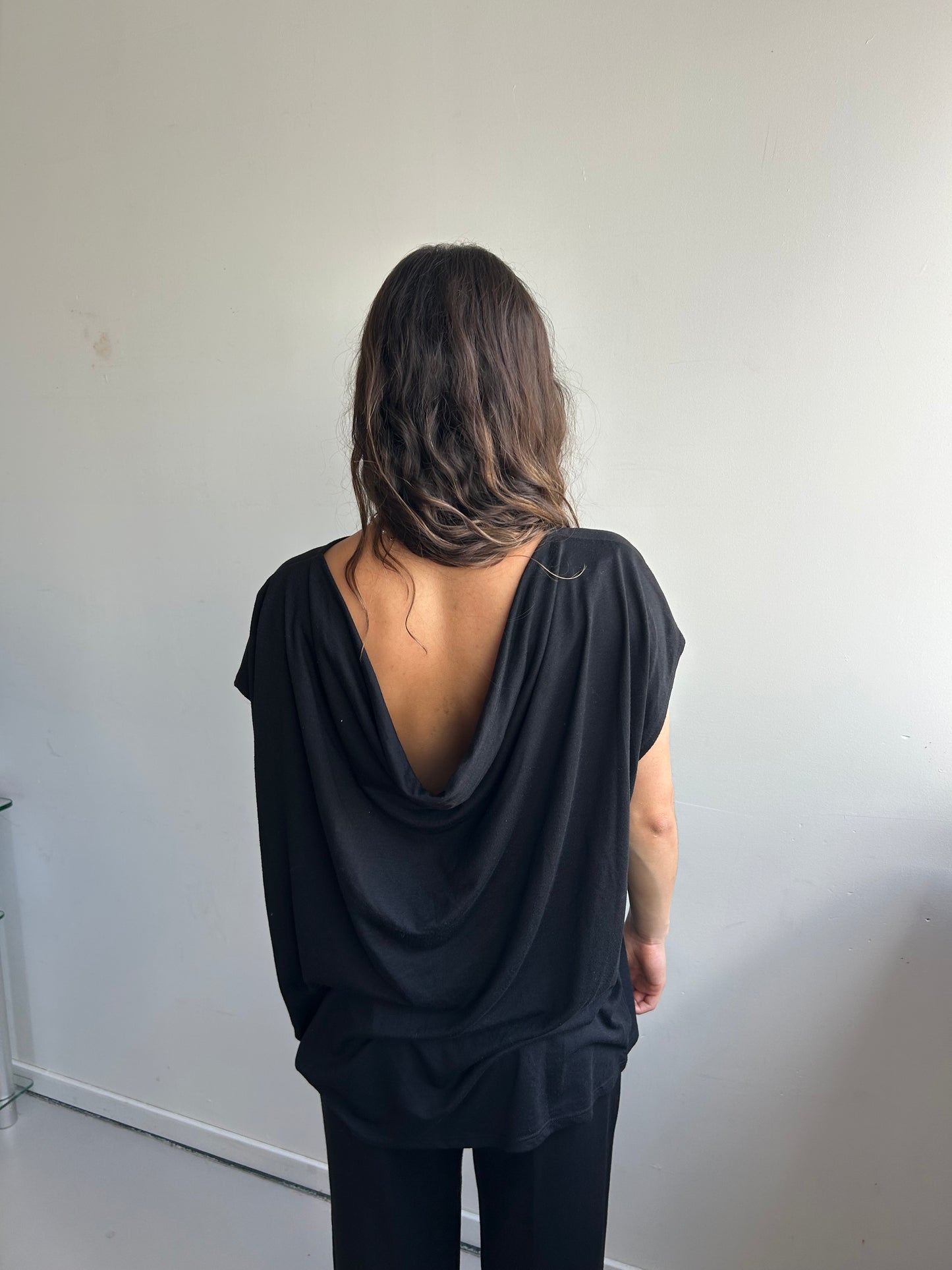 Black Oversized Waterfall Shirt