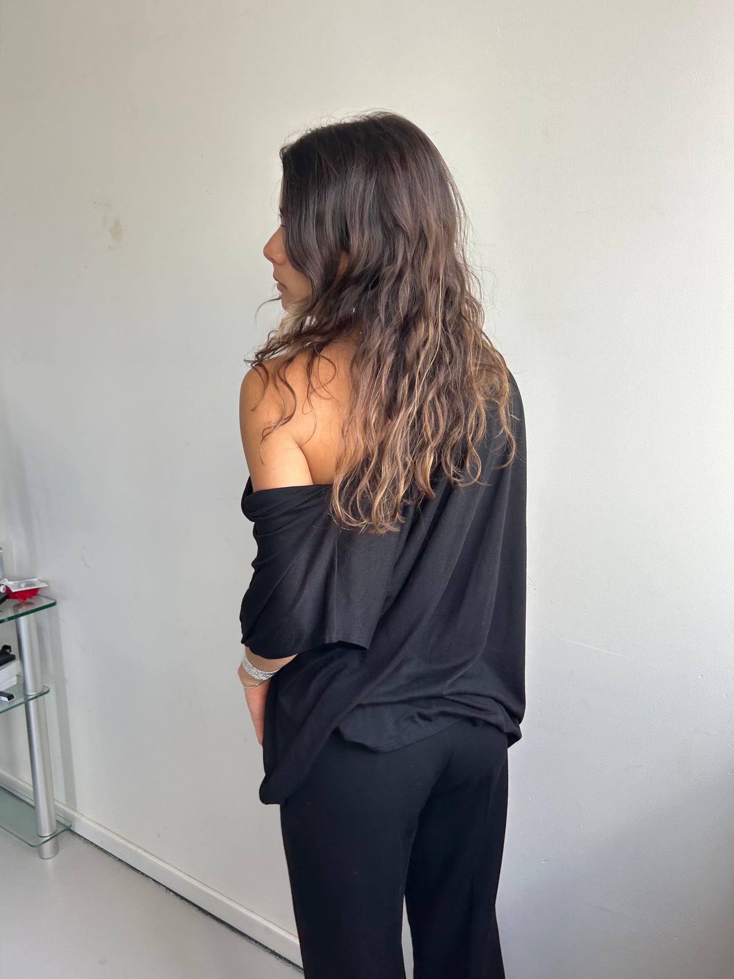 Black Oversized Waterfall Shirt