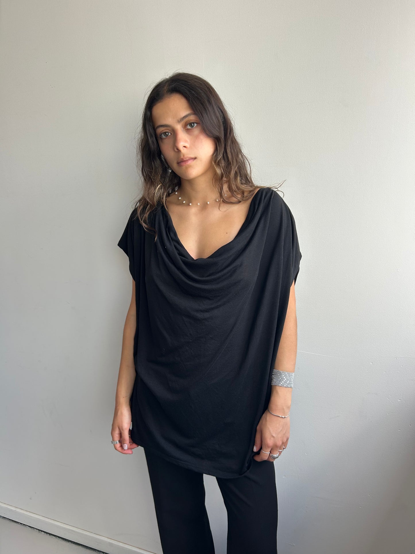 Black Oversized Waterfall Shirt