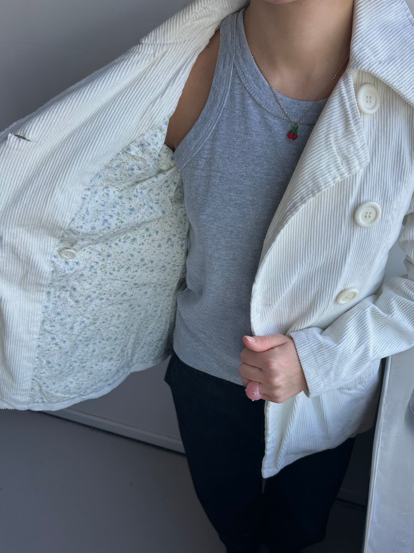 White Cord Peacoat