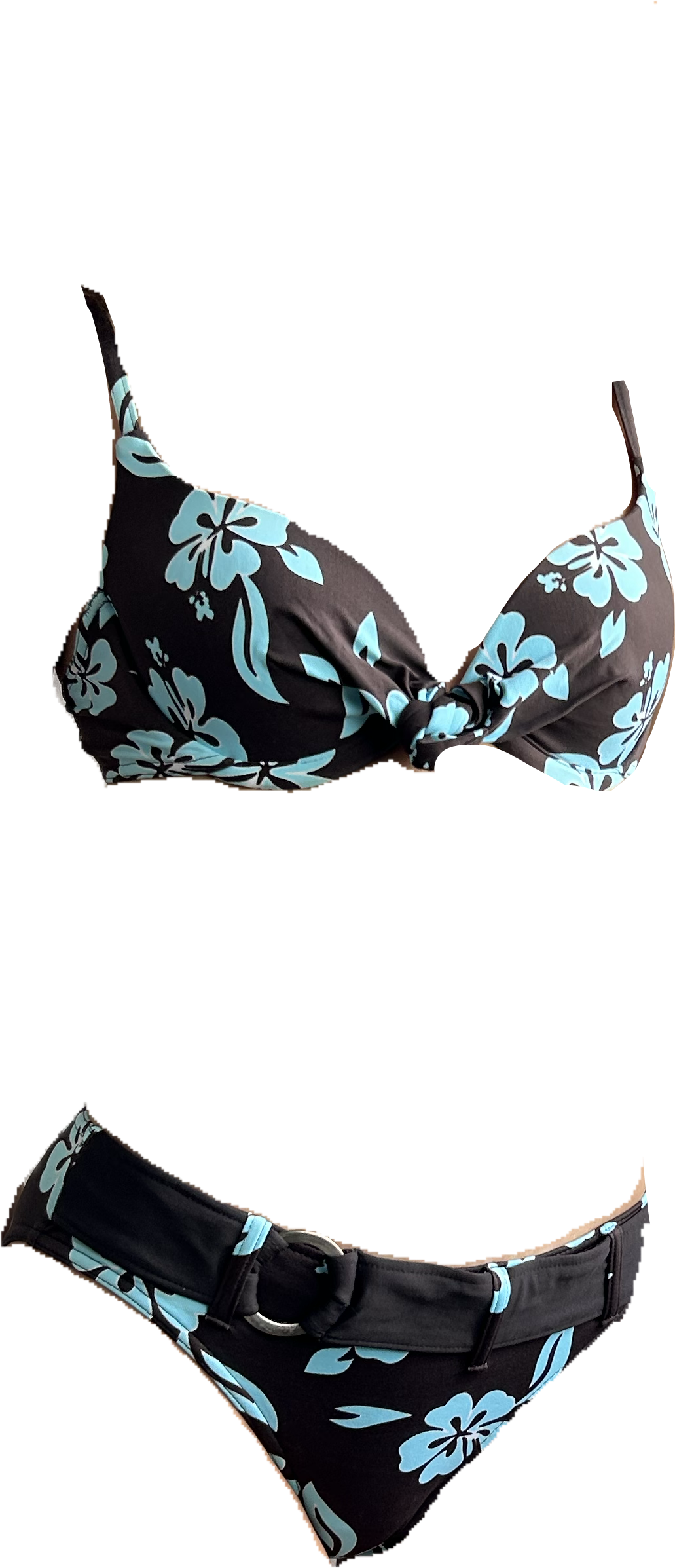 Brown Blue Tropical Bikini Set