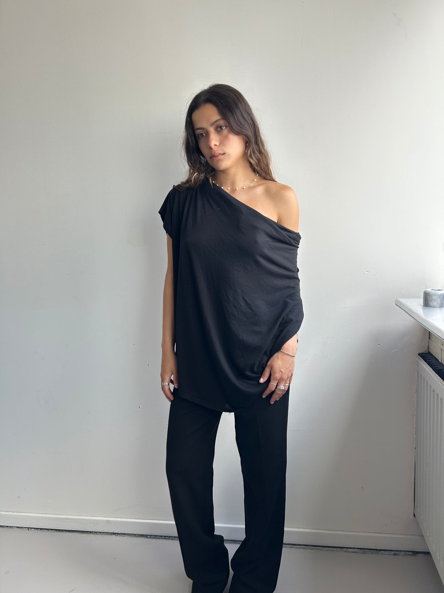 Black Oversized Waterfall Shirt