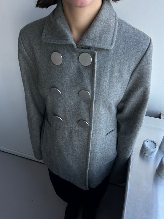 Metallic Button Wool Coat