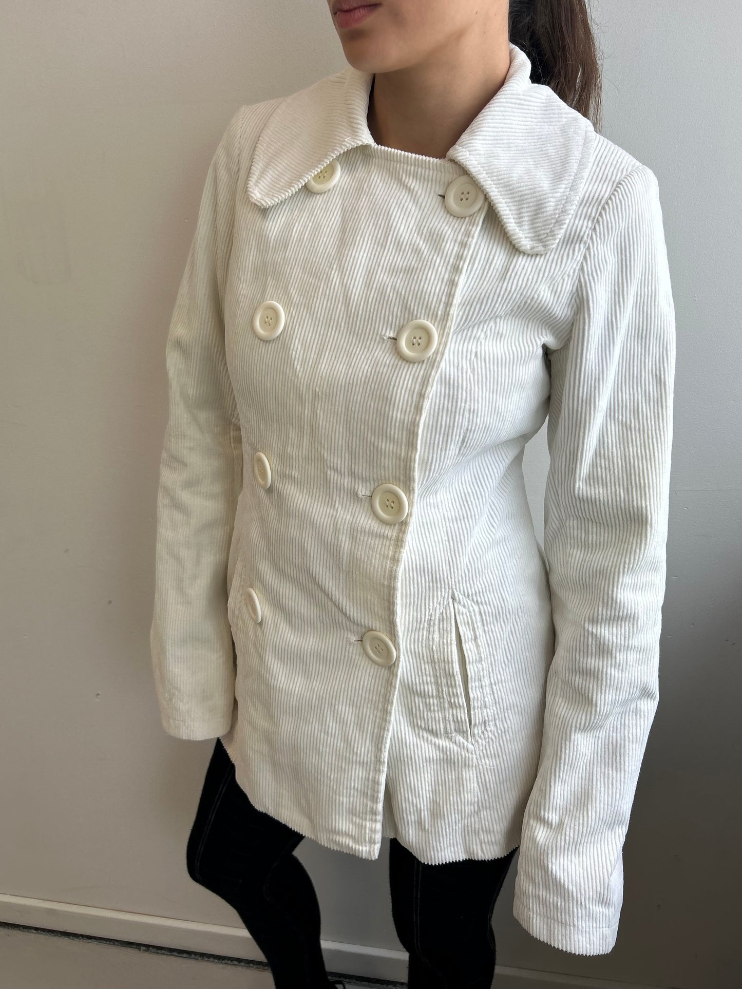 White Cord Peacoat