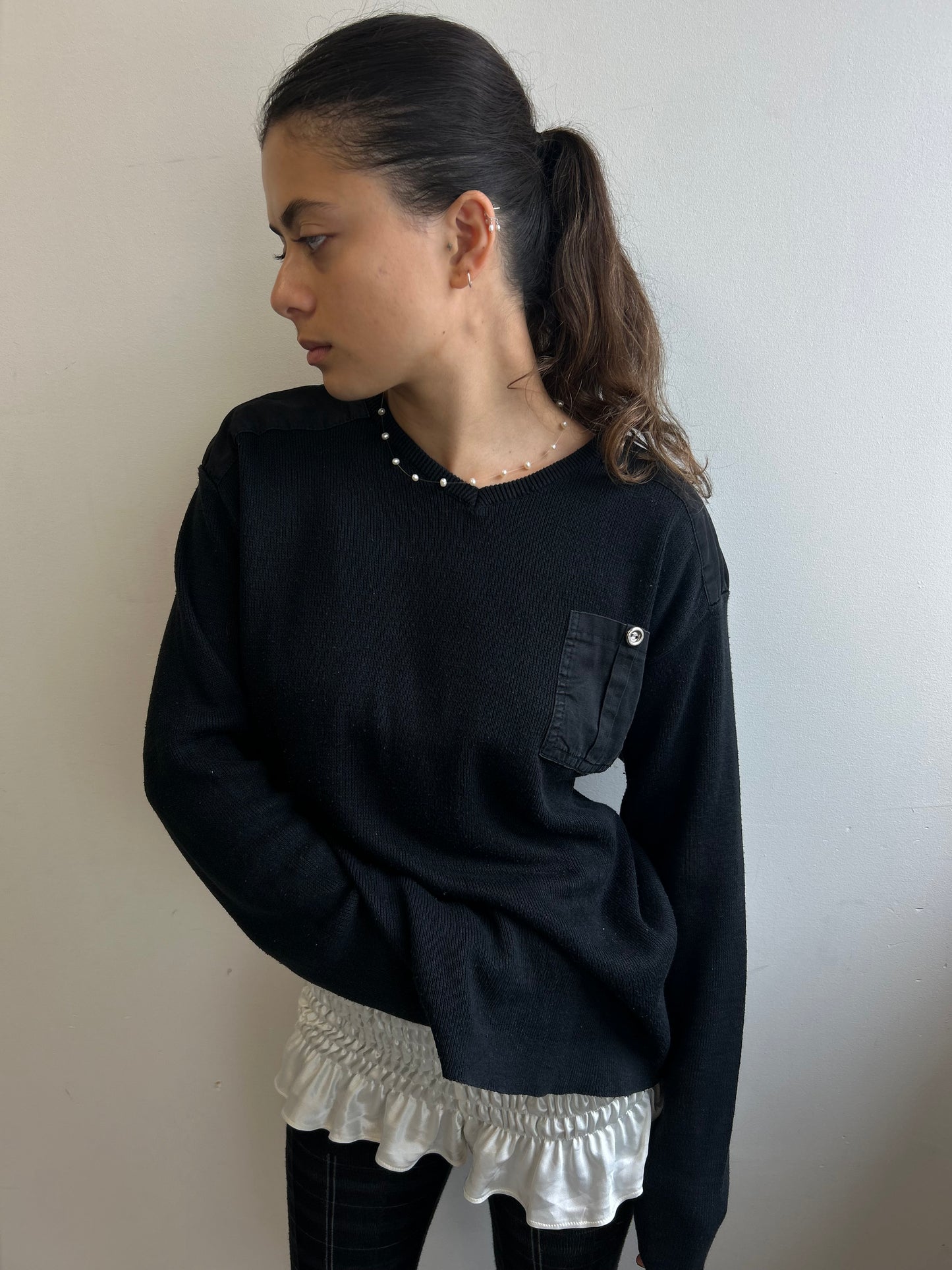 Navy Knit with Pocket