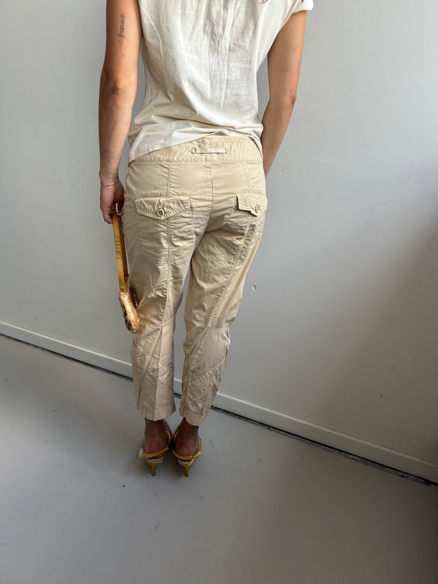 Beige Cargo Utility Pants