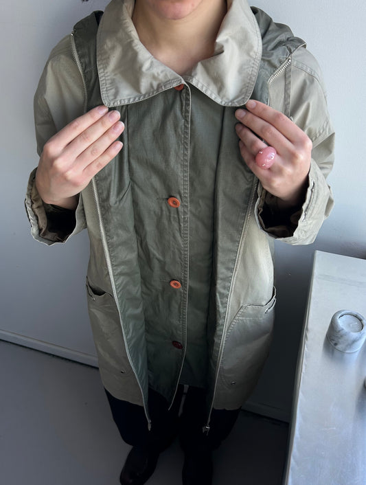 2-in-1 Button Zipper Coat