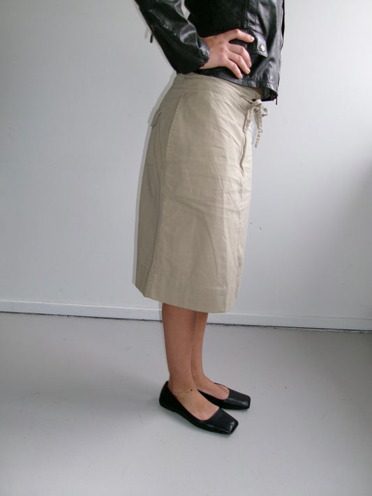 Straight Beige Midi Skirt