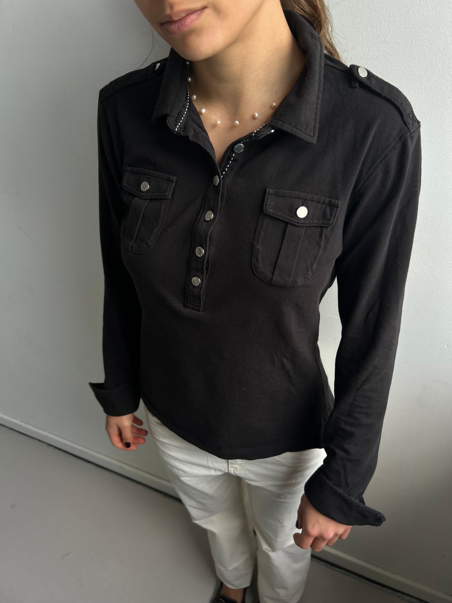 Black TH Longsleeve with Chrome Buttons