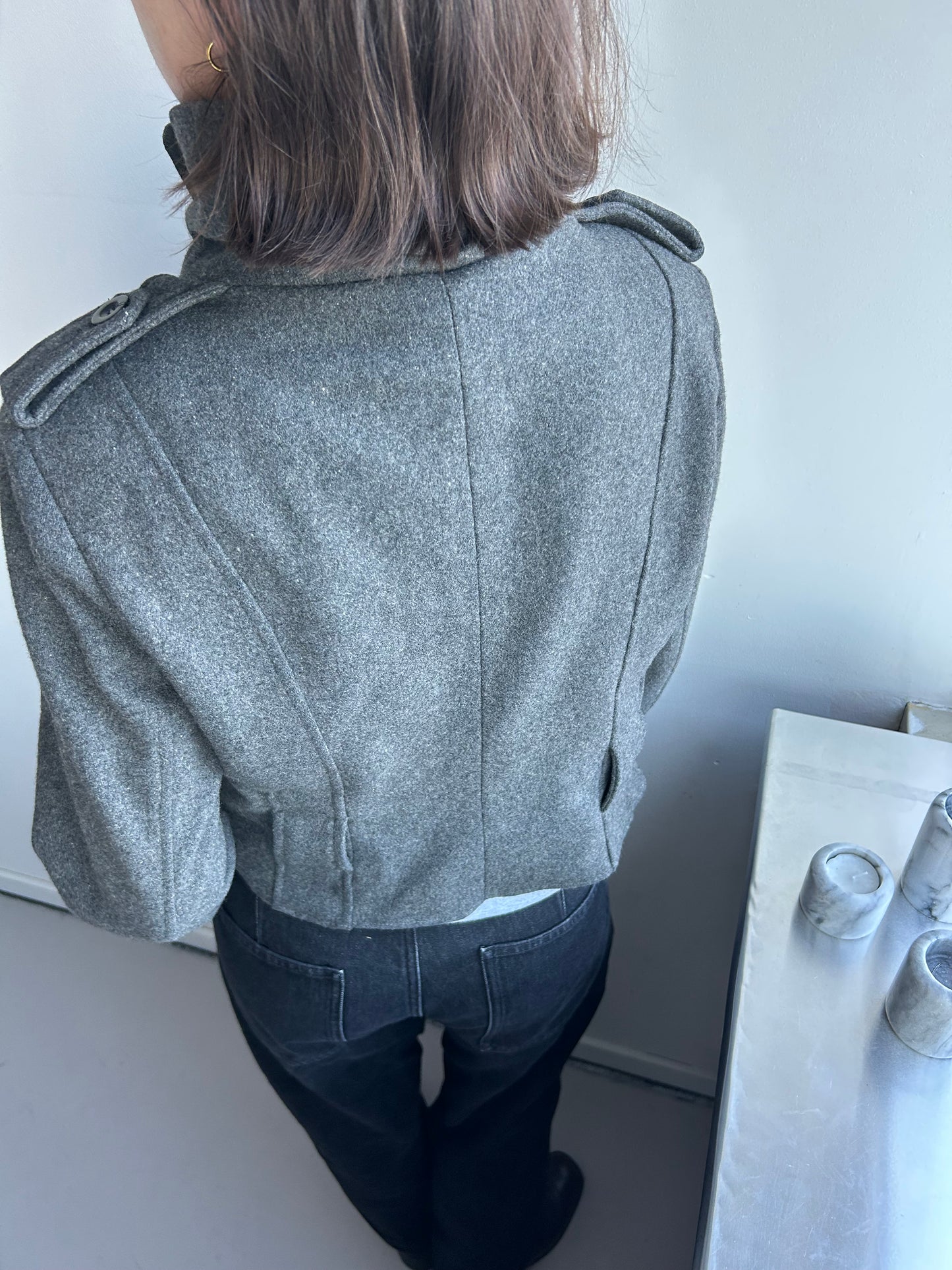 Upcycled Funnel Neck Wool Jacket