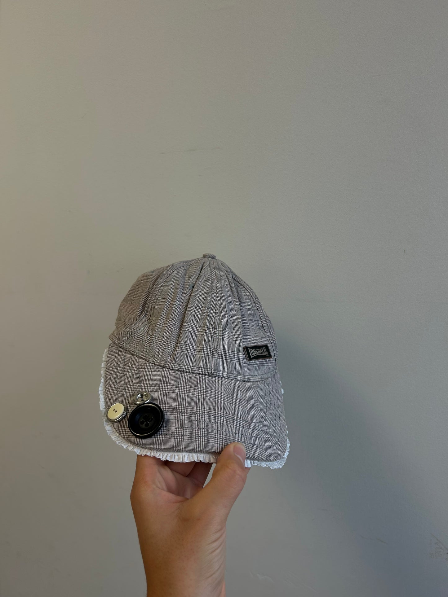 Grey Ruffled Cap with Buttons