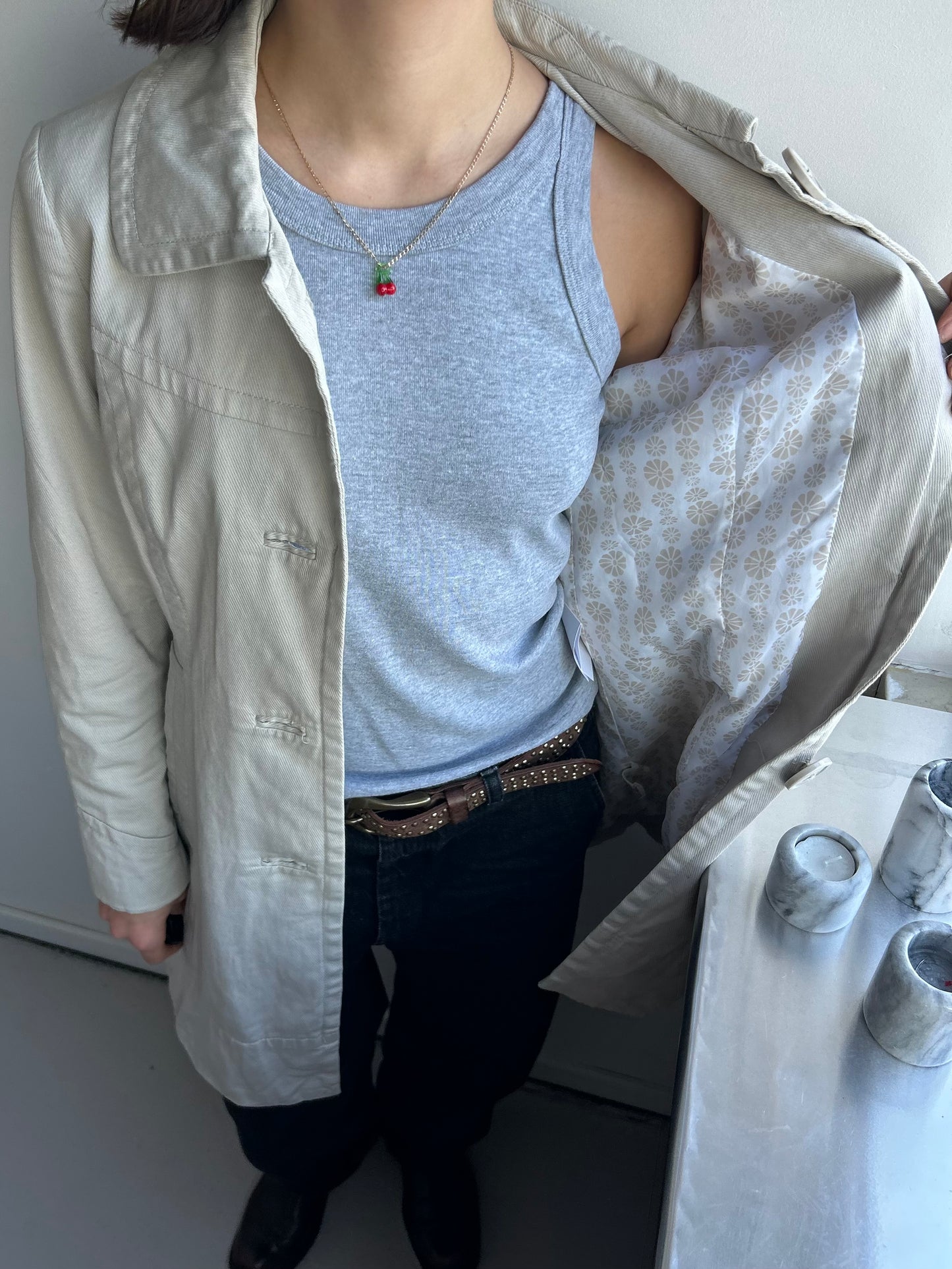 Beige Big Button Coat