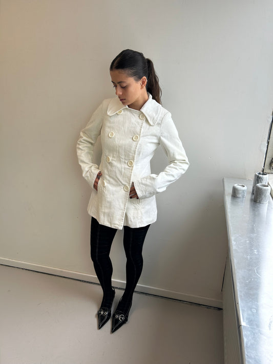 White Cord Peacoat