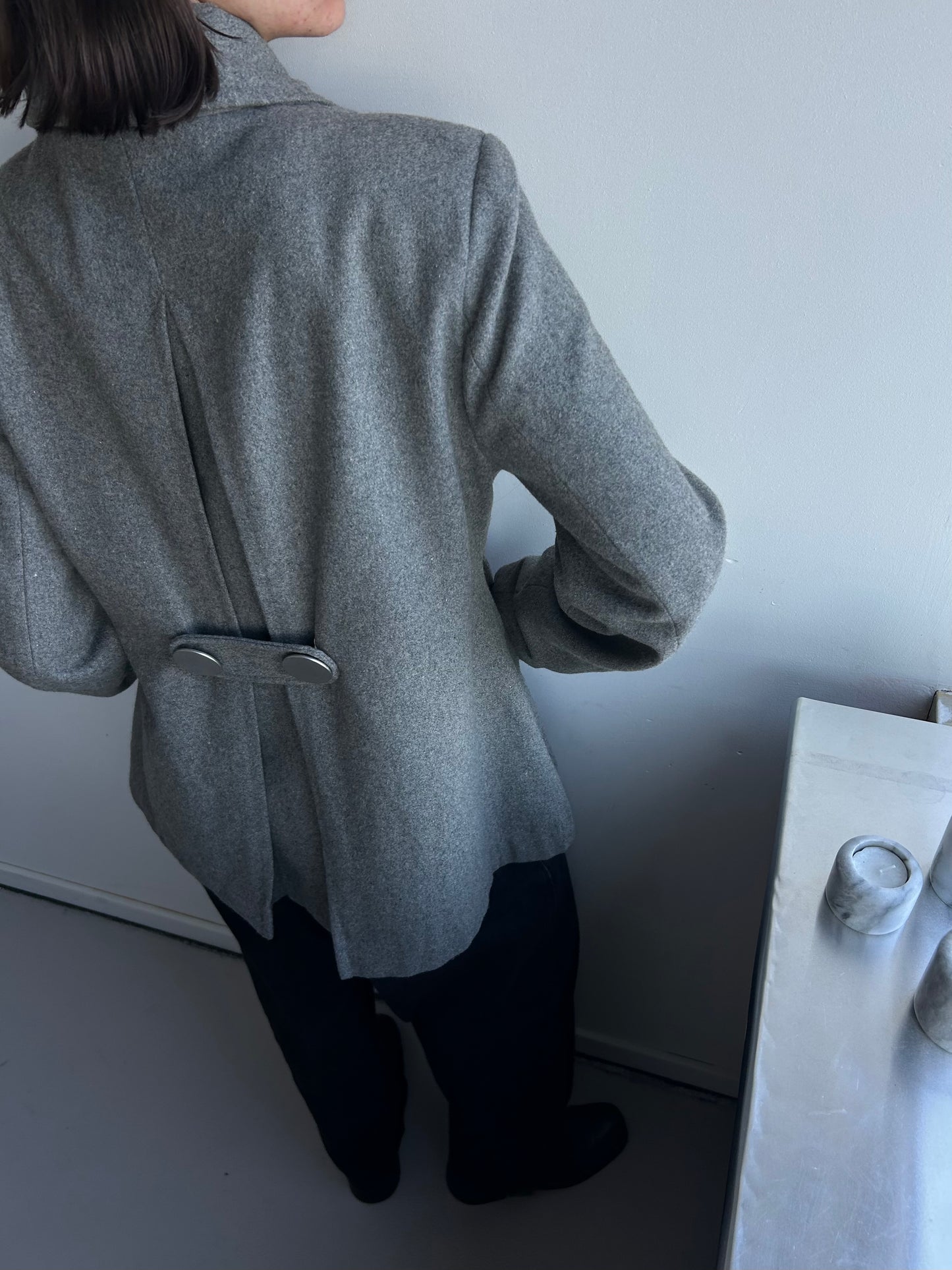 Metallic Button Wool Coat