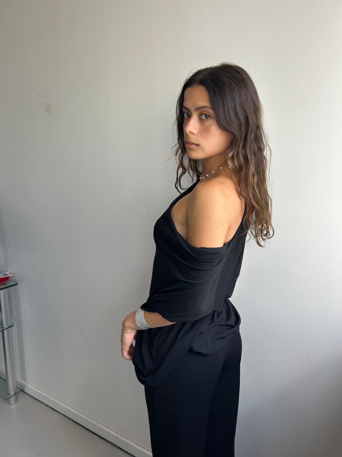 Black Oversized Waterfall Shirt