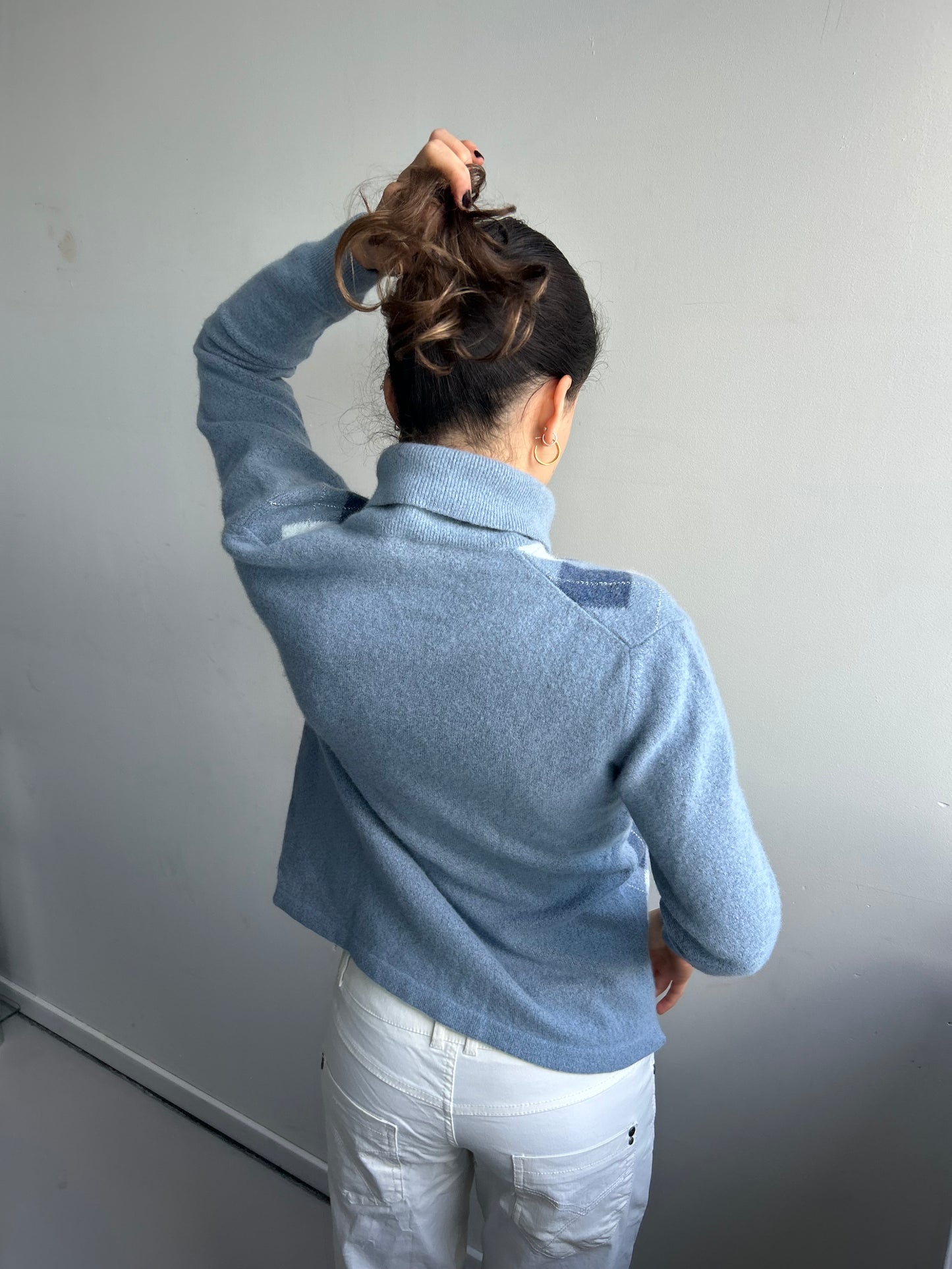 Blue Argyle Turtleneck