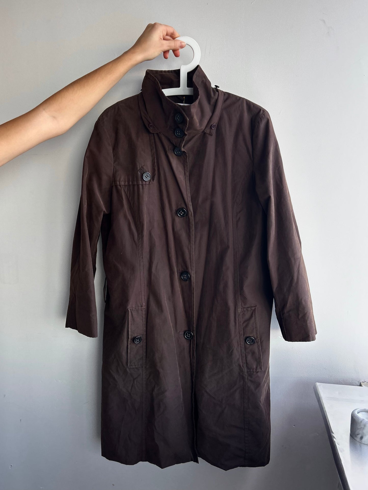 Chocolate Brown Funnel Neck Coat