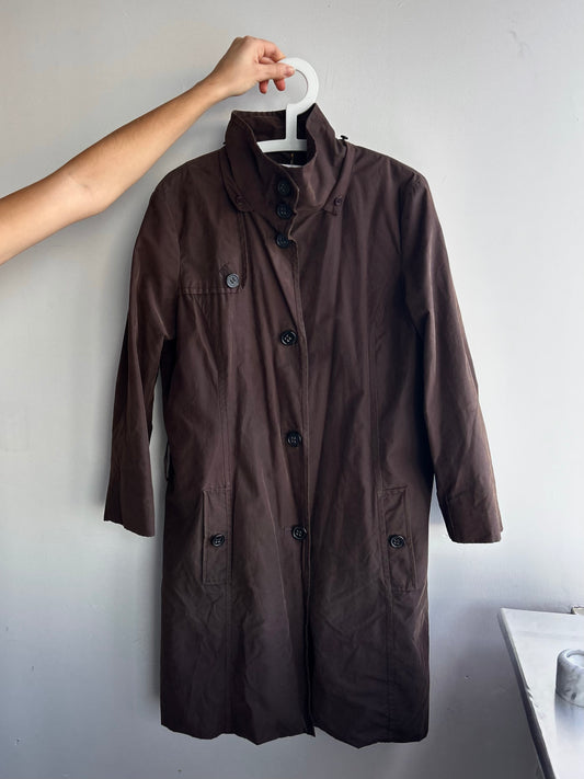 Chocolate Brown Funnel Neck Coat