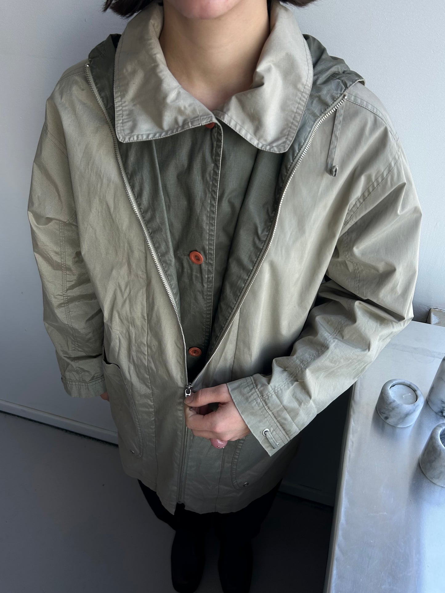 2-in-1 Button Zipper Coat