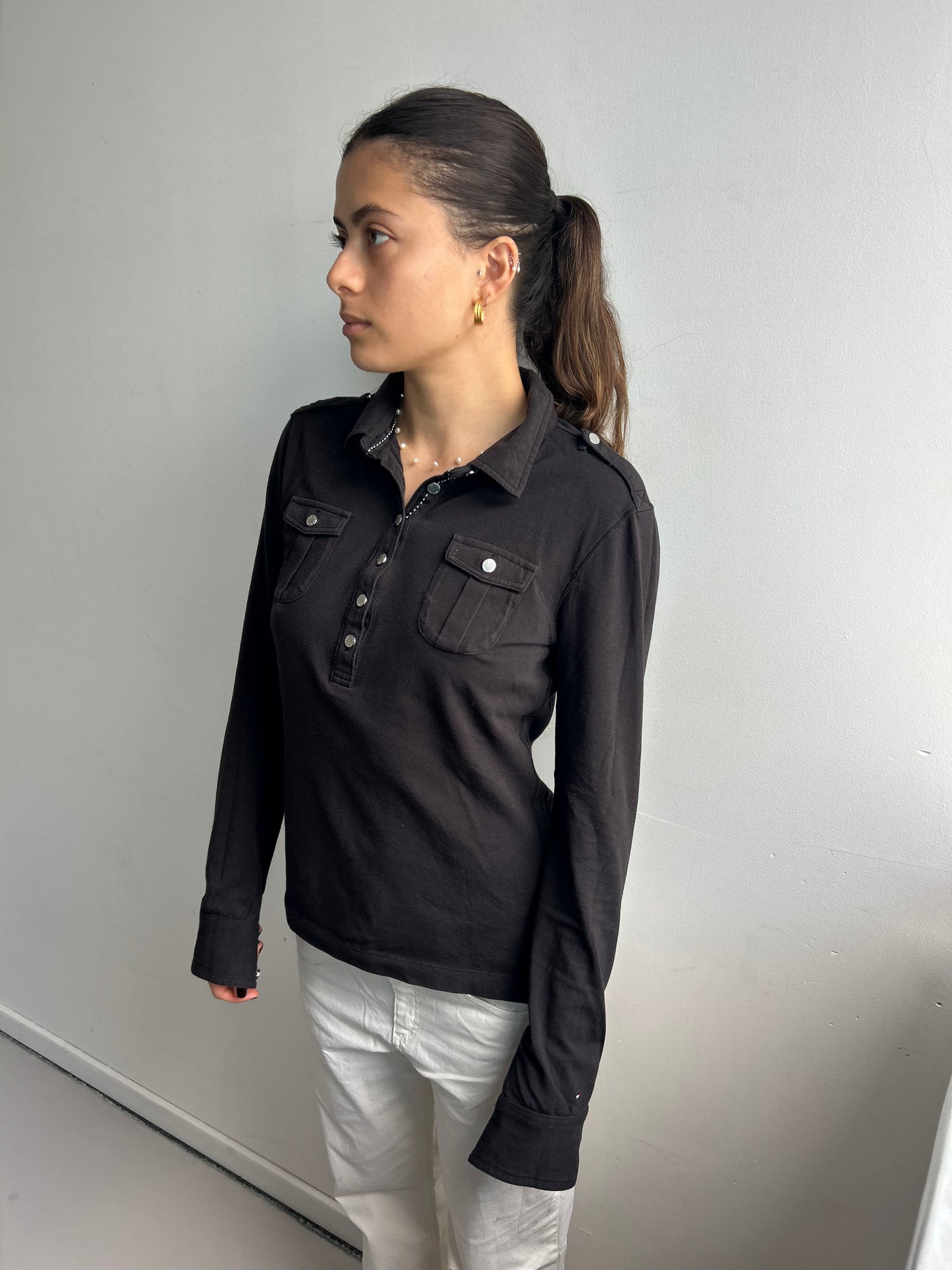 Black TH Longsleeve with Chrome Buttons