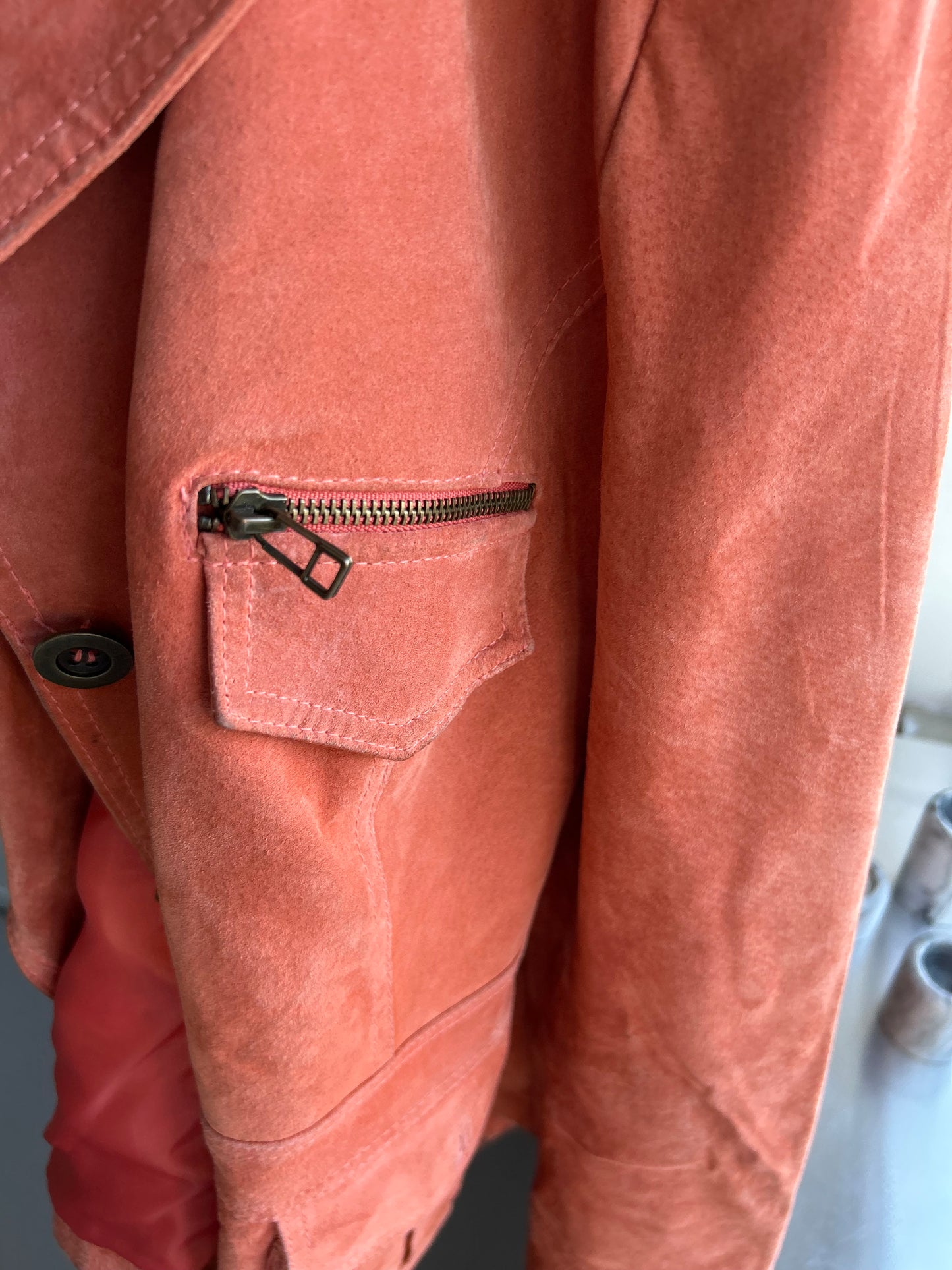 Pastel-Orange Genuine Leather Jacket