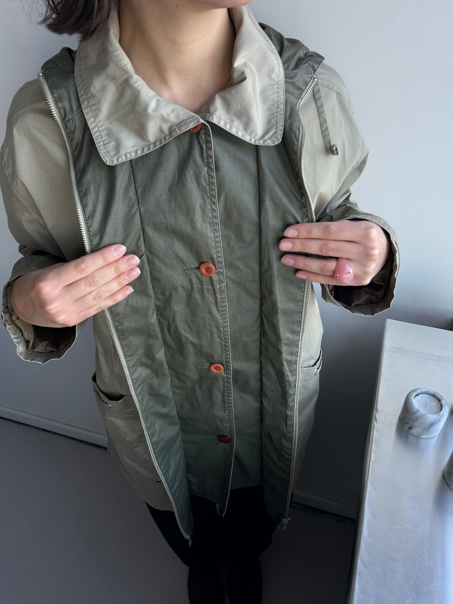 2-in-1 Button Zipper Coat