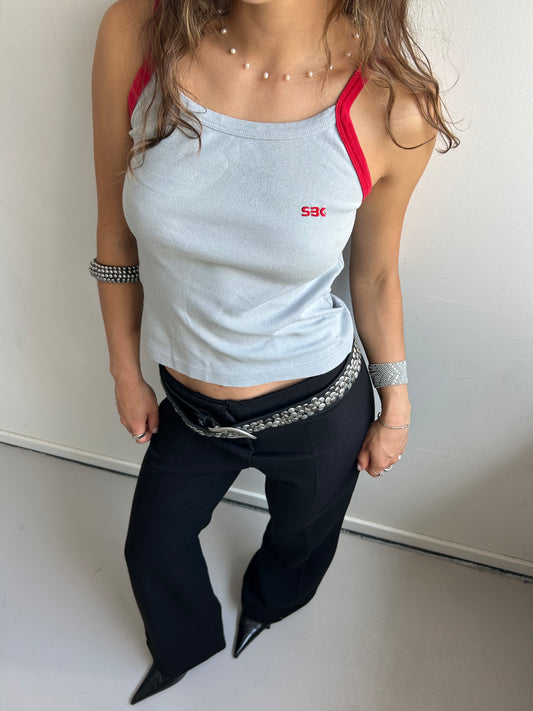 Grey Top with Red Details