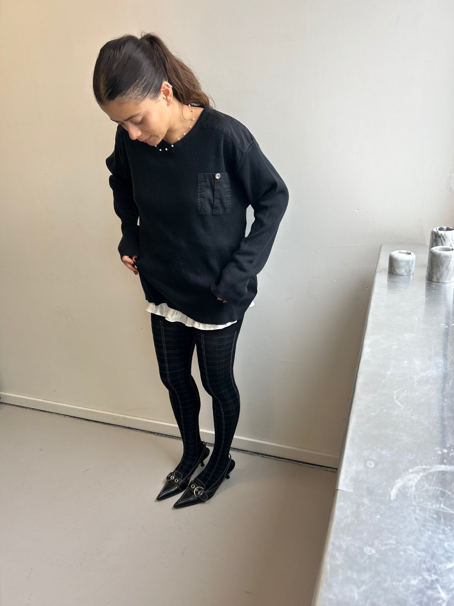 Navy Knit with Pocket