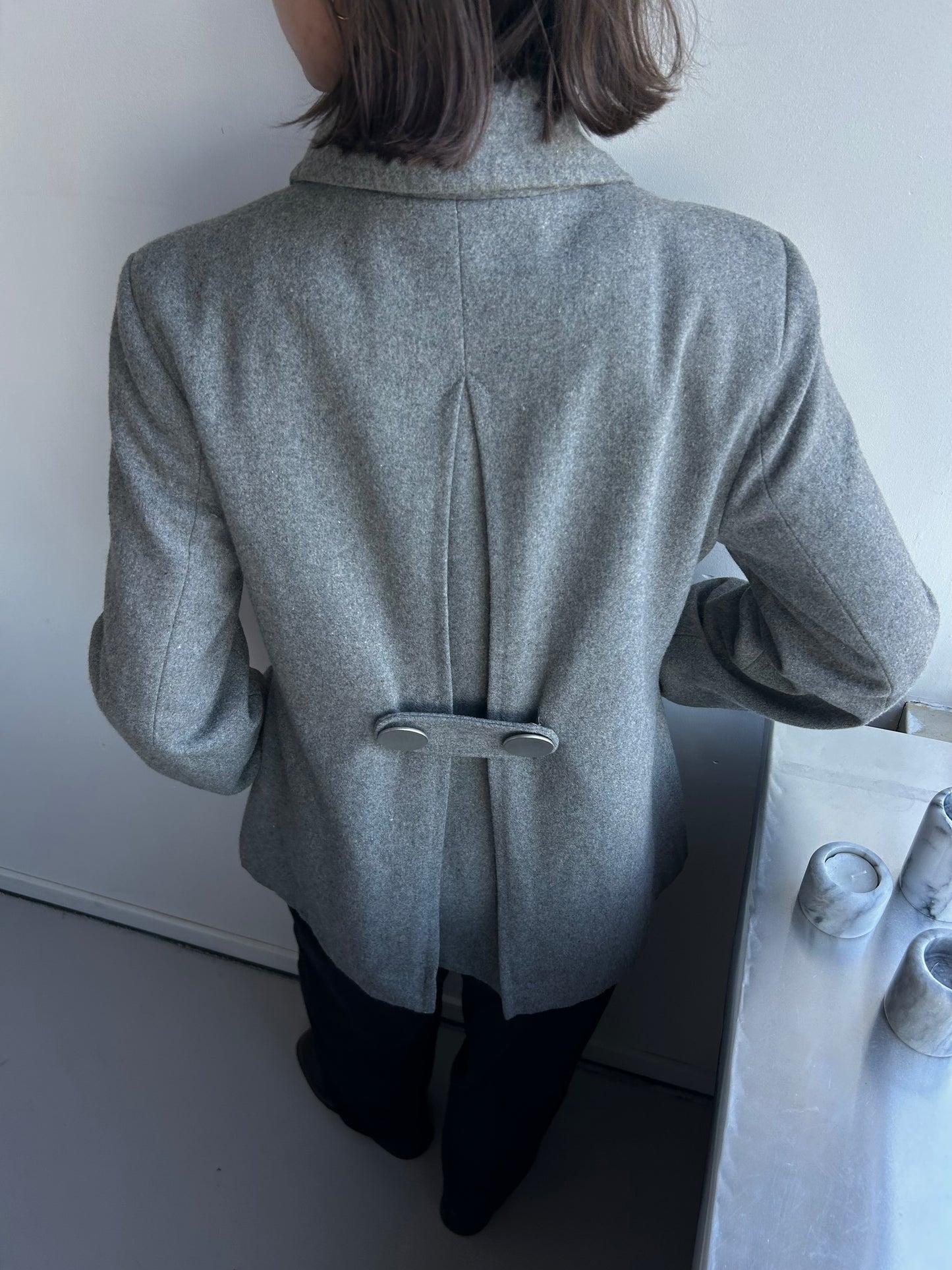 Metallic Button Wool Coat