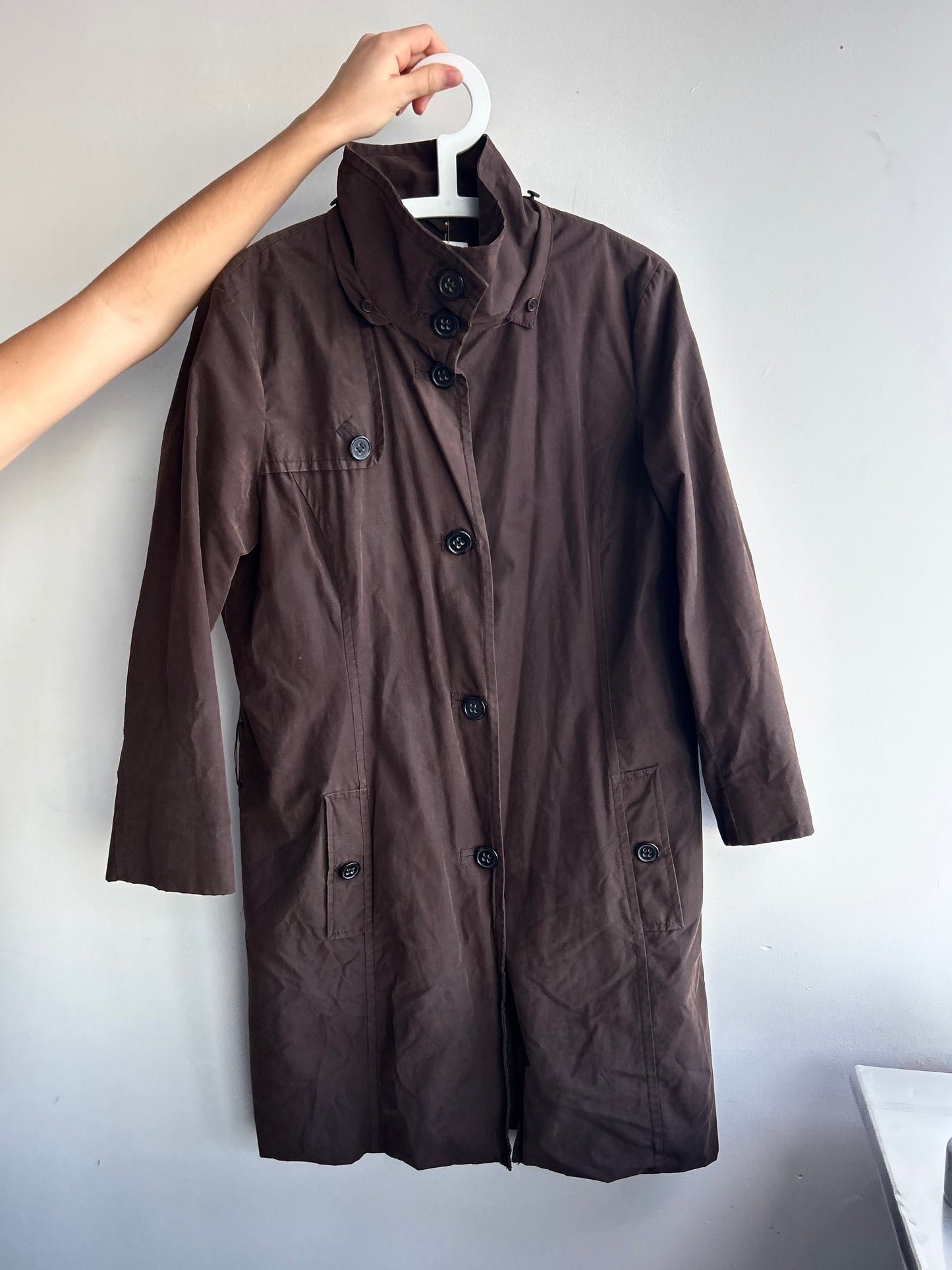 Chocolate Brown Funnel Neck Coat