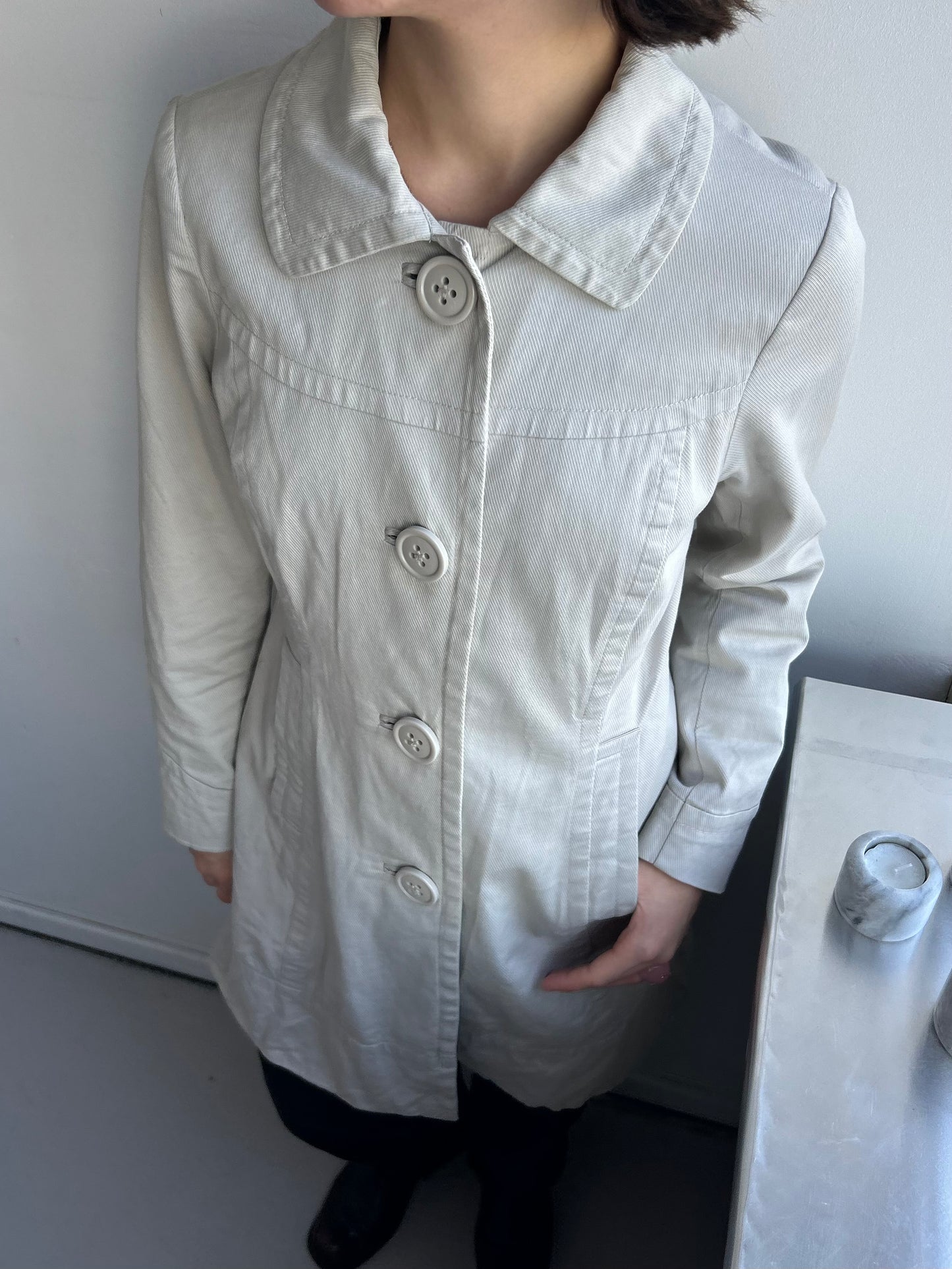 Beige Big Button Coat