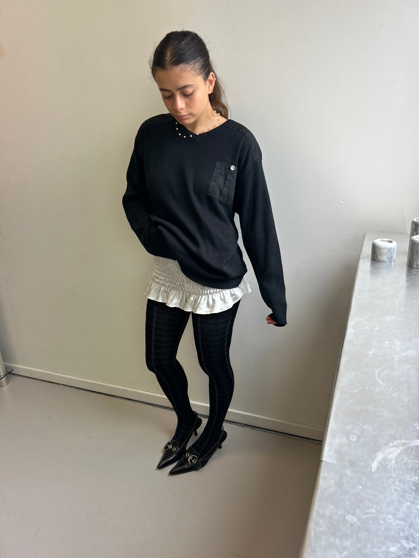 Navy Knit with Pocket