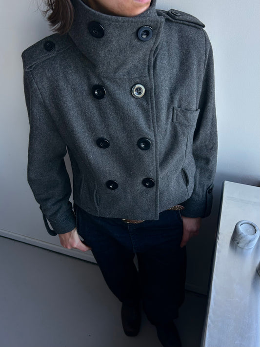Upcycled Funnel Neck Wool Jacket