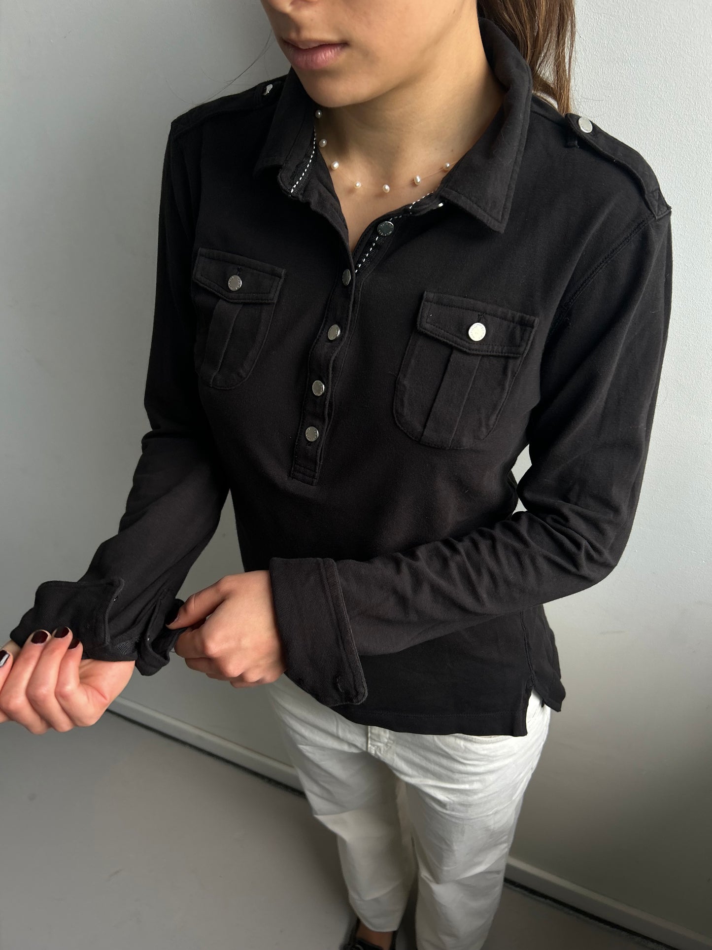 Black TH Longsleeve with Chrome Buttons