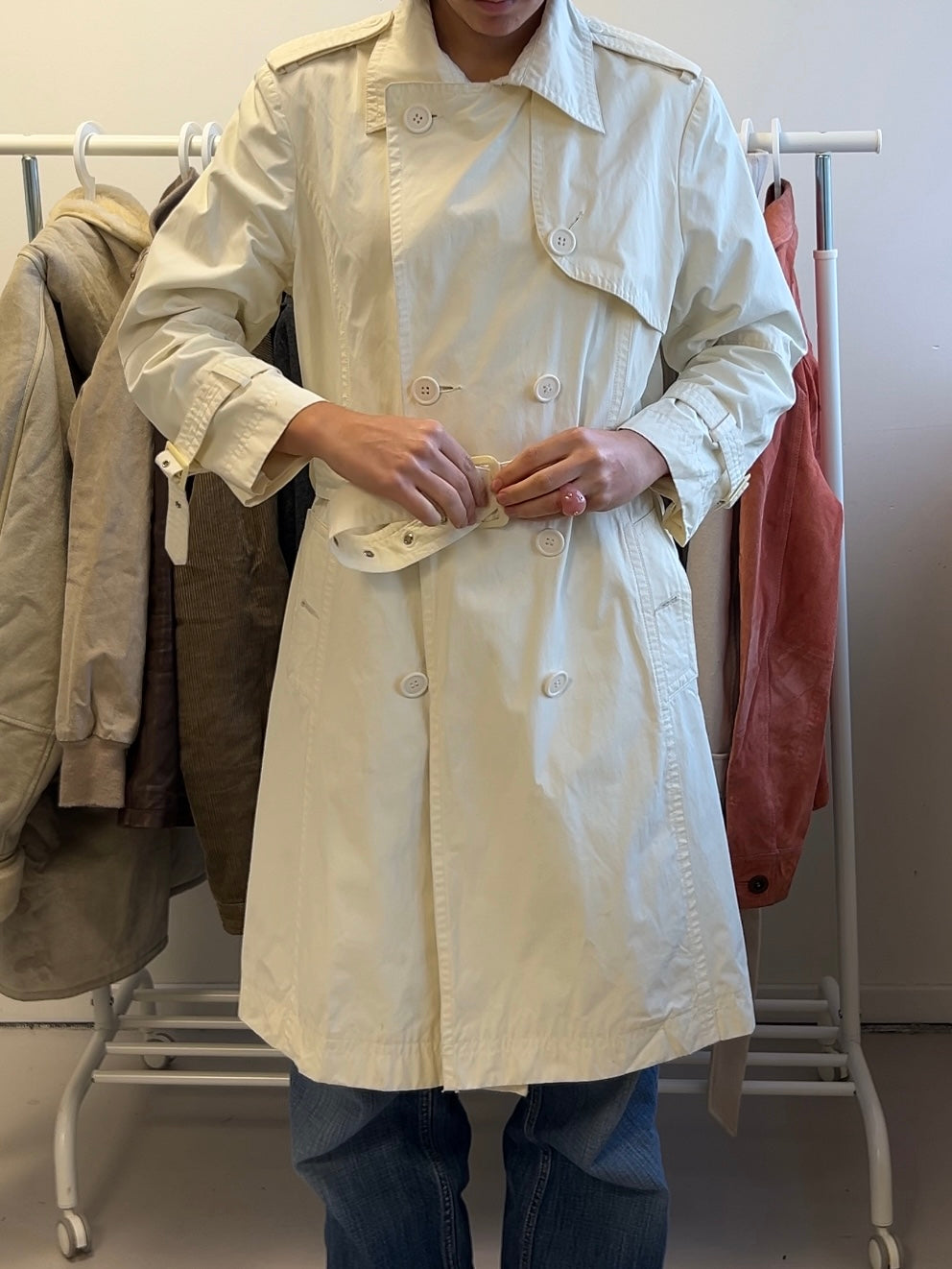 White Coat with Two-Sided Button Closure