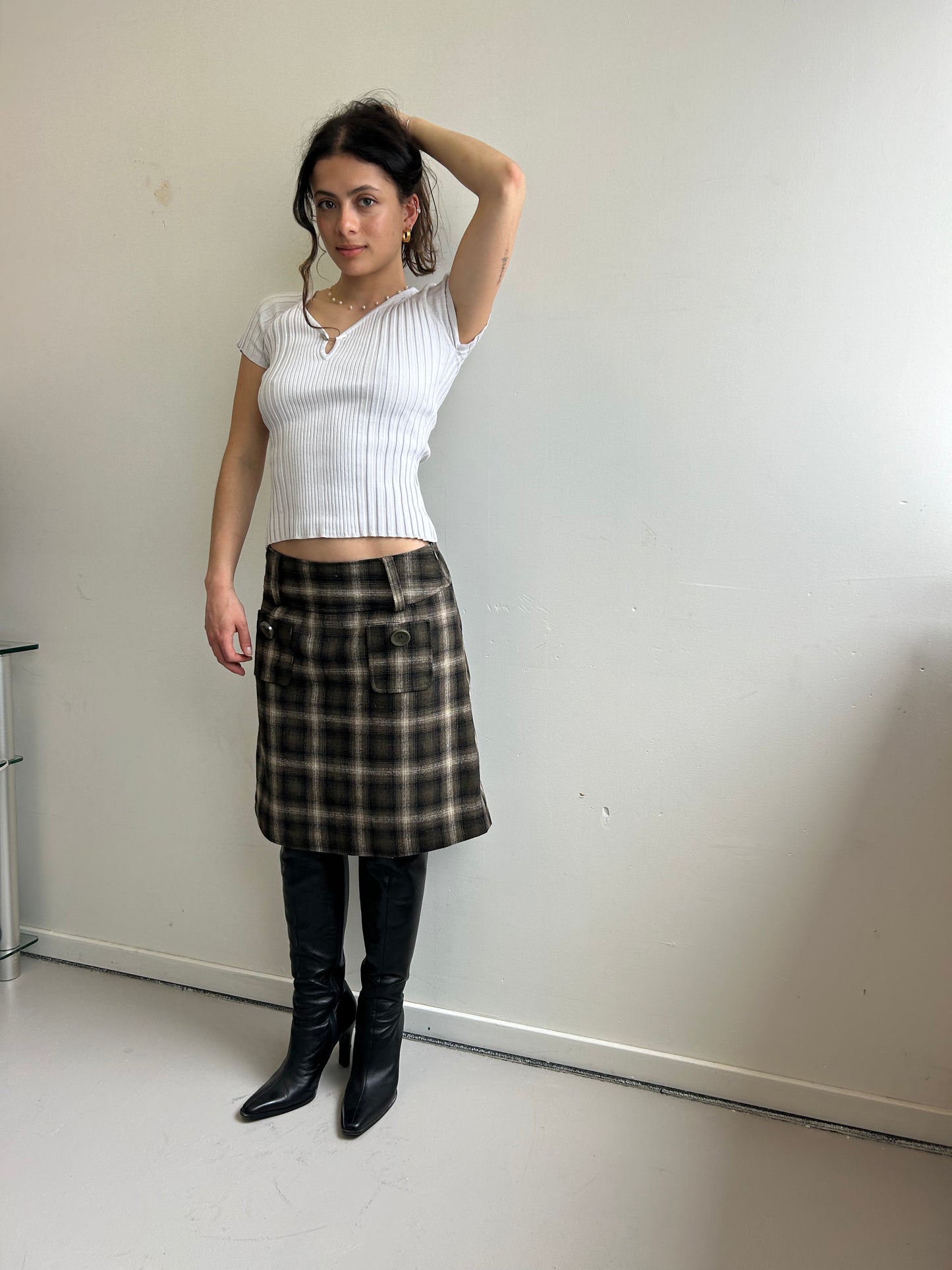 White Cotton Shirt with Closure Detail