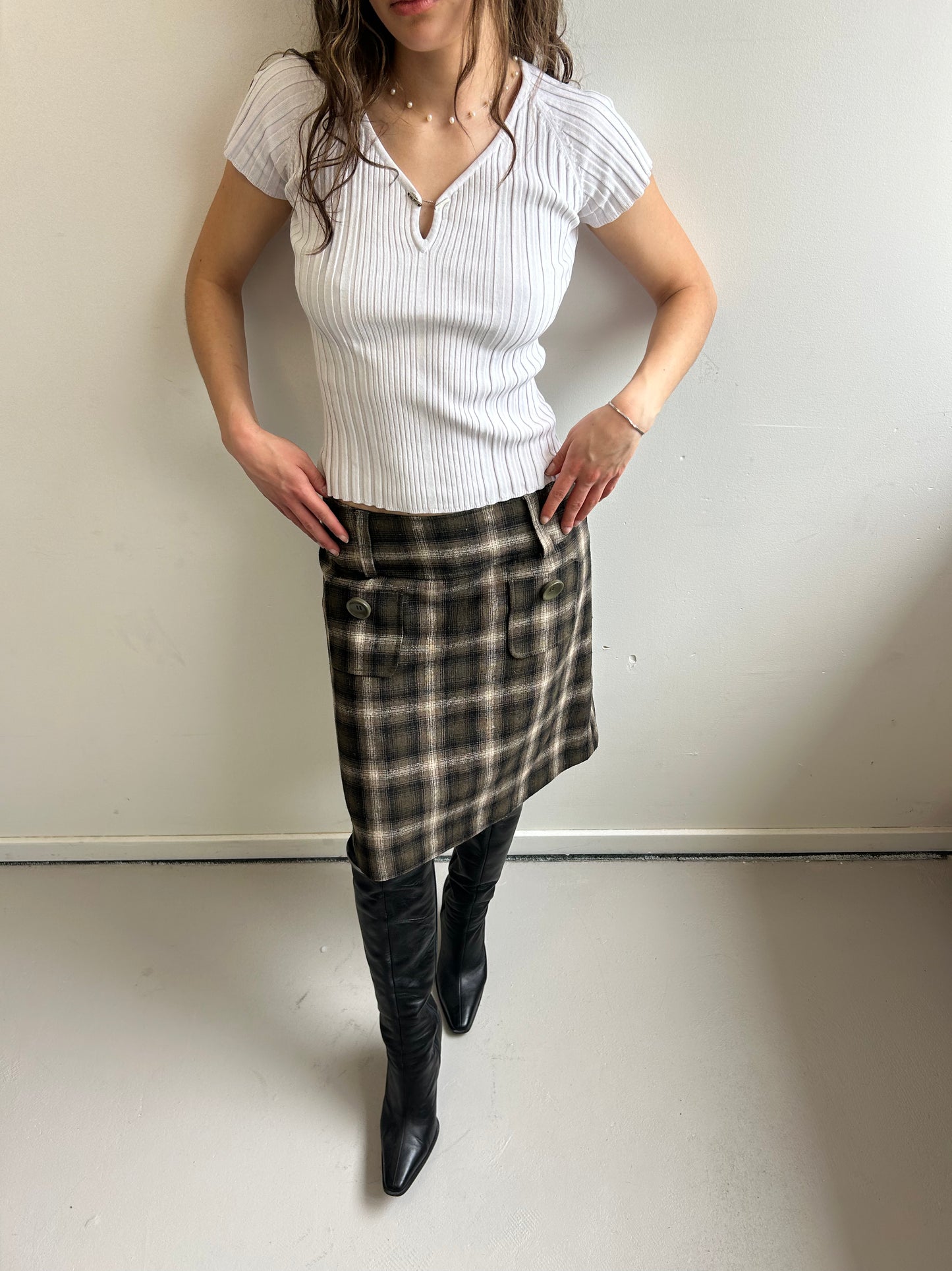 White Cotton Shirt with Closure Detail