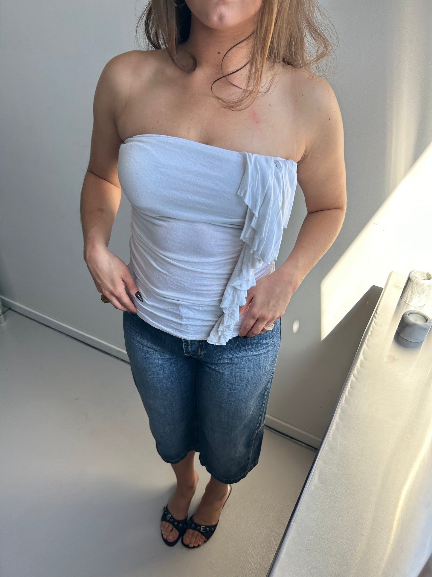 White Stretch Tube Top Vintage